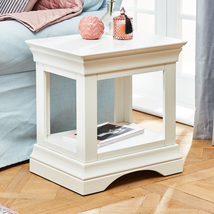 Wilmslow White Painted Lamp Side Table, White Lamp Table