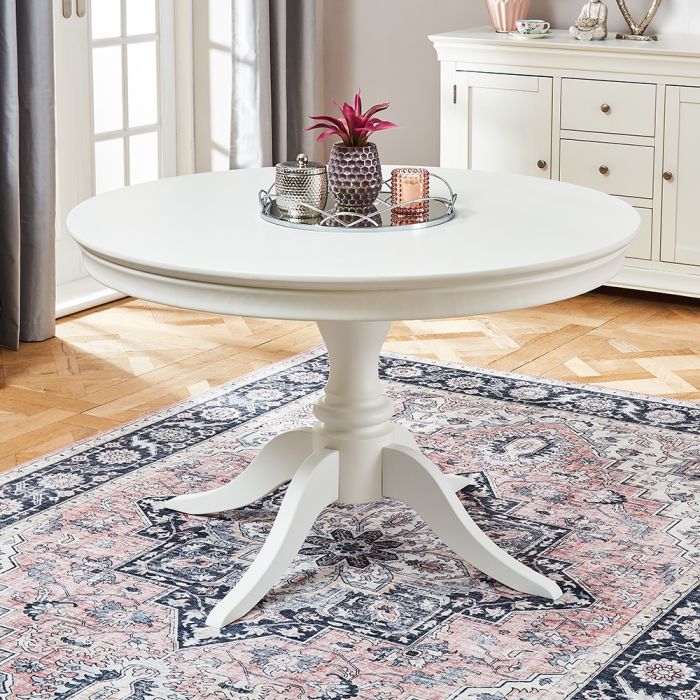 Wilmslow White Painted Round Dining, Round Dining Table Pedestal Base