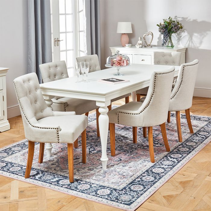 Wilmslow White Rectangle Dining Table, Dining Table With 6 Chairs White