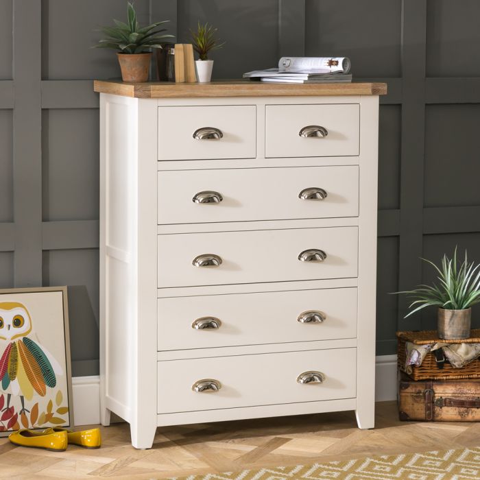 Cheshire Cream Painted Tall 2 Over 4 Drawer Chest Of Drawers The