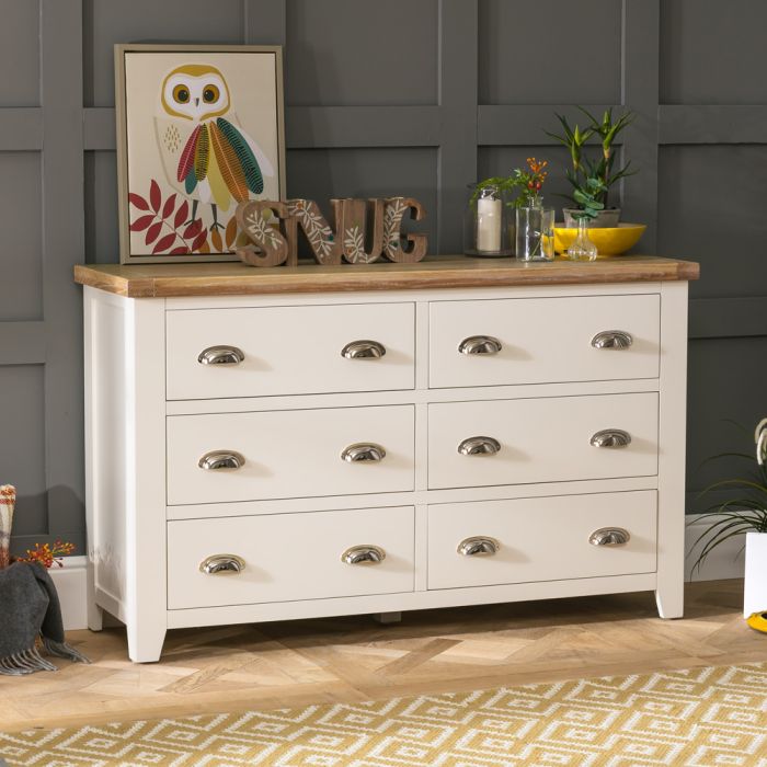 Cheshire Cream Painted Large Wide 6 Drawer Chest Of Drawers The