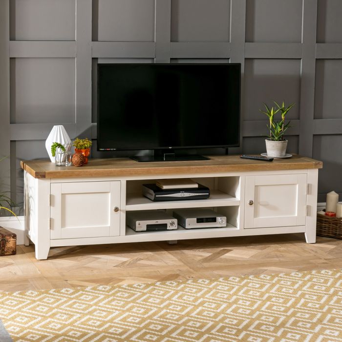 Cheshire Cream Painted Large Widescreen Tv Unit Up To 80 Tv