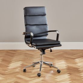 Designer Black Leather High Back Office Chair
