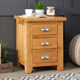Cheshire Oak 3 Drawer Bedside Table