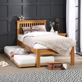 Solid Oak 3ft Single Bed with Guest Bed