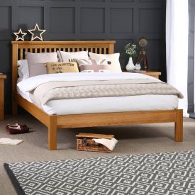 Solid Oak Slatted 5ft King Size Bed 