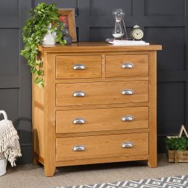 Cheshire Oak 2 over 3 Drawer Chest of Drawers