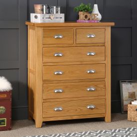 Cheshire Oak Tall 2 over 4 Drawer Chest of Drawers