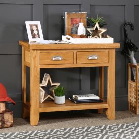 Cheshire Oak 2 Drawer Hall Console Table