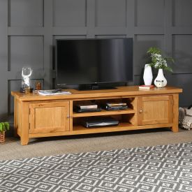 Cheshire Oak Large Widescreen TV Unit - Up to 80