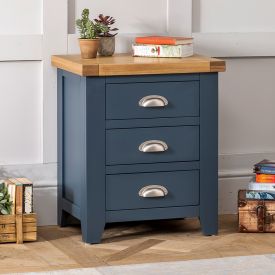 Westbury Blue Painted 3 Drawer Bedside Table