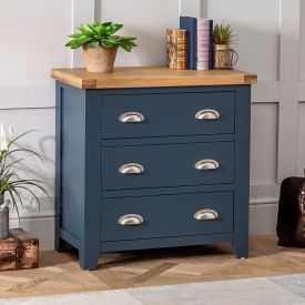Westbury Blue Painted 3 Drawer Compact Chest of Drawers