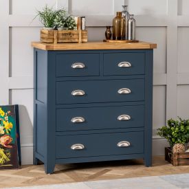 Westbury Blue Painted 2 over 3 Drawer Chest of Drawers