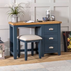 Westbury Blue Painted Pedestal Dressing Table Set with Stool