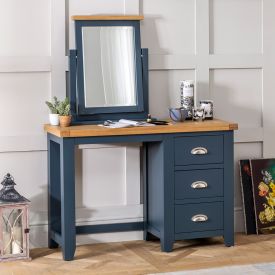 Westbury Blue Painted Pedestal Dressing Table Set with Mirror