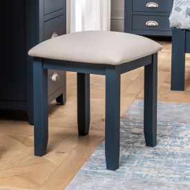 Westbury Blue Painted Stool with Natural Fabric Seat Pad