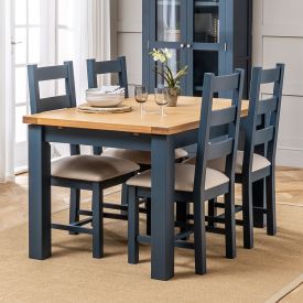 Westbury Blue Painted Extending Dining Table - 4 Dining Chairs Set
