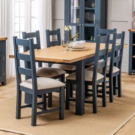 Westbury Blue Painted Extending Dining Table - 6 Dining Chairs Set