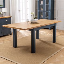 Westbury Blue Painted Extending Dining Table with Oak Top - 6 Seater