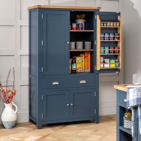 Westbury Blue Painted Large Kitchen Larder Pantry Cupboard