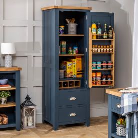 Westbury Blue Painted Single Kitchen Larder Pantry Cupboard