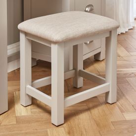Cotswold Grey Painted Stool with Natural Fabric Seat Pad