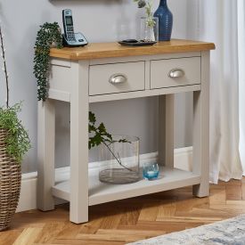 Cotswold Grey Painted 2 Drawer Hall Console Table 