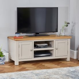 Cotswold Grey Painted Widescreen TV Unit – Up to 60” TV Size