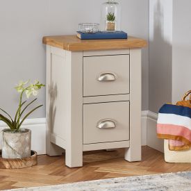 Cotswold Grey Painted Slim 2 Drawer Bedside Table