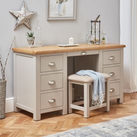 Cotswold Grey Twin Pedestal Dressing Table Set with Stool