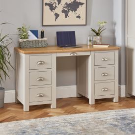 Cotswold Grey Painted Large Twin Pedestal Desk