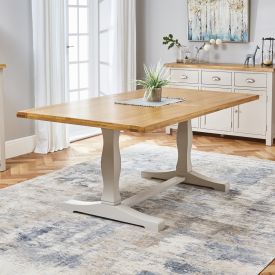 Cotswold Grey Painted Oak 1.8m Refectory Dining Table - Seats 6 to 8