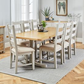 Cotswold Grey Painted Oak 2.2m Refectory Dining Table and 8 Chair Set