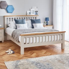 Cotswold Grey Painted 4ft 6in Double Size Slatted Bed