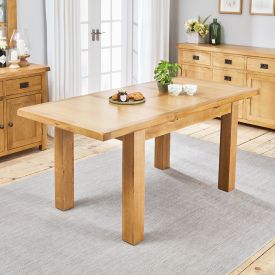 Hereford Rustic Oak Medium Dining Table Ext. 1.25m to 1.75m - Seats 6