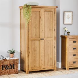 Hereford Rustic Oak Full Hanging 2 Door Wardrobe