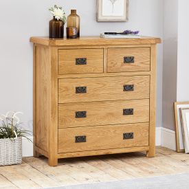 Hereford Rustic Oak 2 Over 3 Drawer Chest