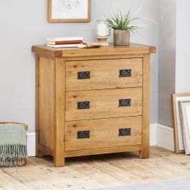 Hereford Rustic Oak 3 Drawer Compact Chest