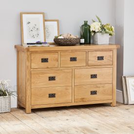 Hereford Oak Wide 3 Over 4 Drawer Chest 