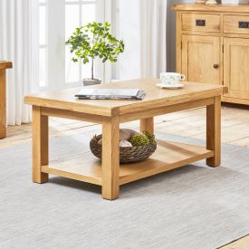 Hereford Rustic Oak Small Coffee Table with Shelf