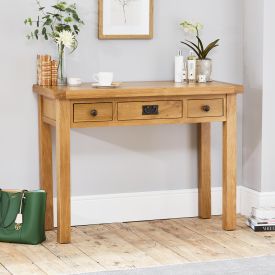 Hereford Rustic Oak 3 Drawer Dressing Table Desk