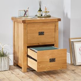 Hereford Rustic Oak 2 Drawer Filing Cabinet
