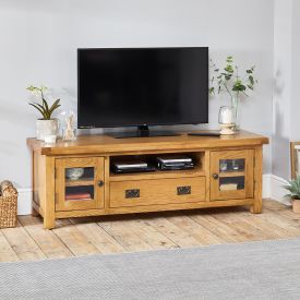 Hereford Rustic Oak Large Widescreen TV Unit – Up to 70” TV Size
