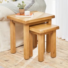 Hereford Rustic Oak Nest of 2 Tables