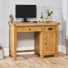 Hereford Rustic Oak Single Computer Desk