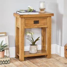 Hereford Rustic Oak Small Telephone Hall Table