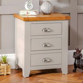 Downton Grey Painted 3 Drawer Bedside Table