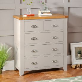 Downton Grey Painted 2 over 3 Drawer Chest of Drawers