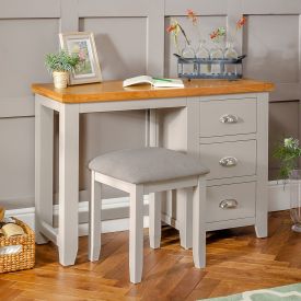Downton Grey Painted Pedestal Dressing Table Set with Stool