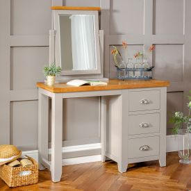 Downton Grey Pedestal Dressing Table with Mirror set